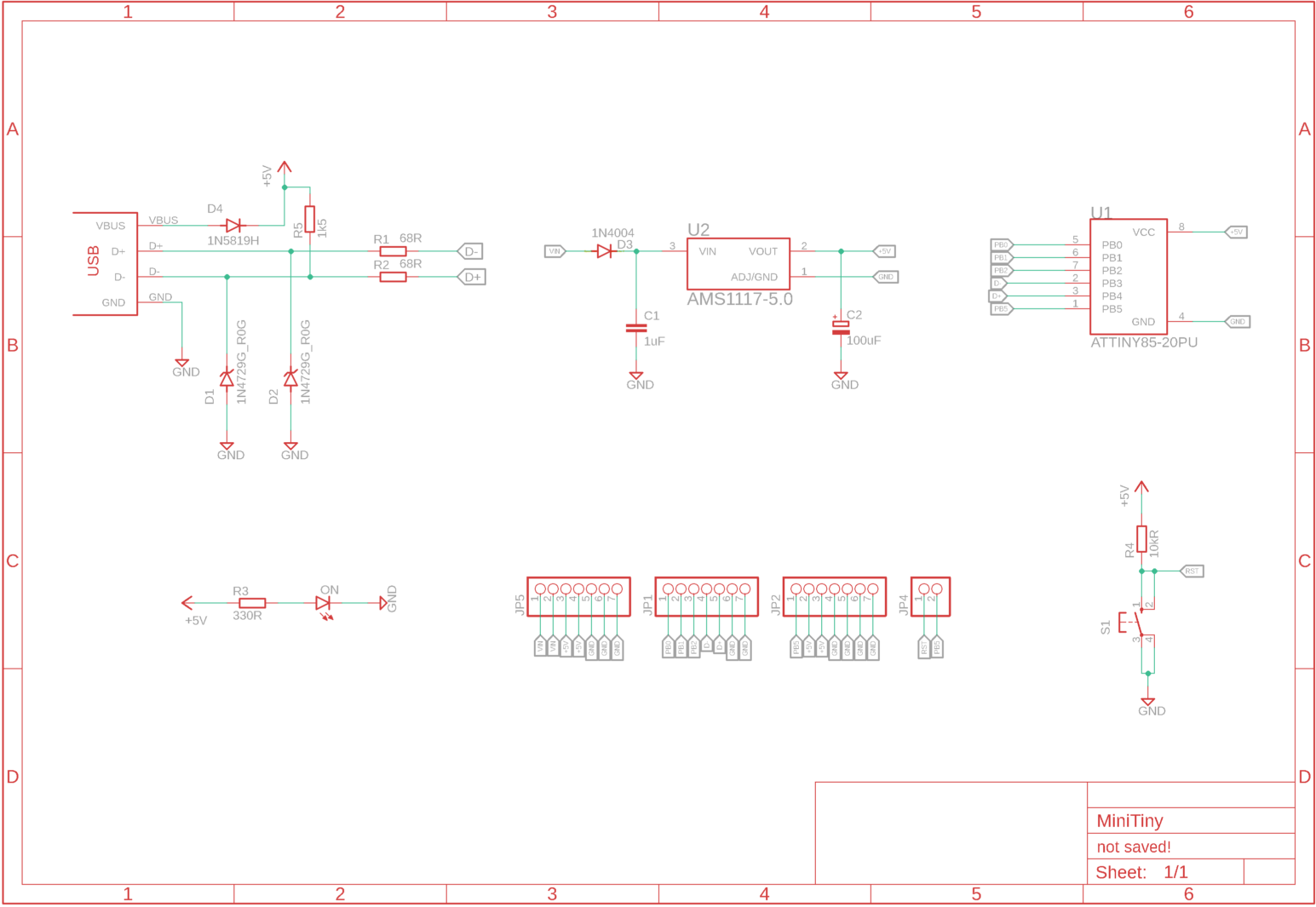 ElectronicSchematic Esquemático Eletrônico da Placa de Desenvolvimento ATTINY85.