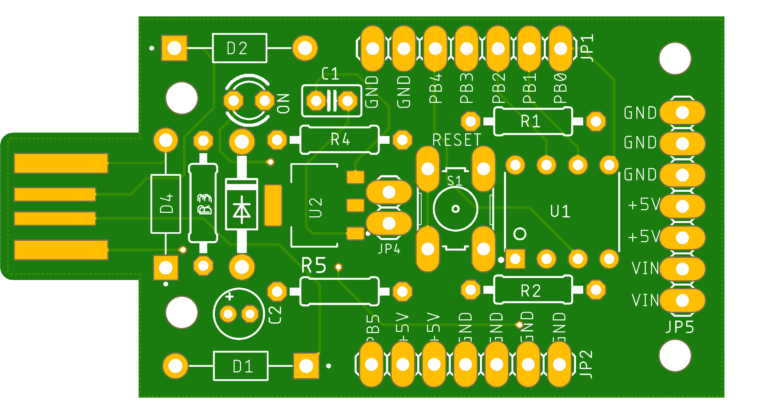 layout placa de desenvolvimento attiny85 layout placa de desenvolvimento attiny85